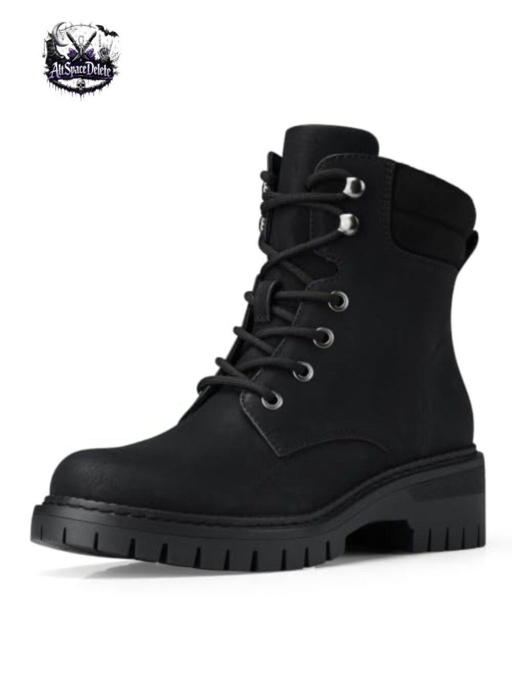 Water Resistant Faux Leather Combat Ankle Boots Side Zipper Cushioned